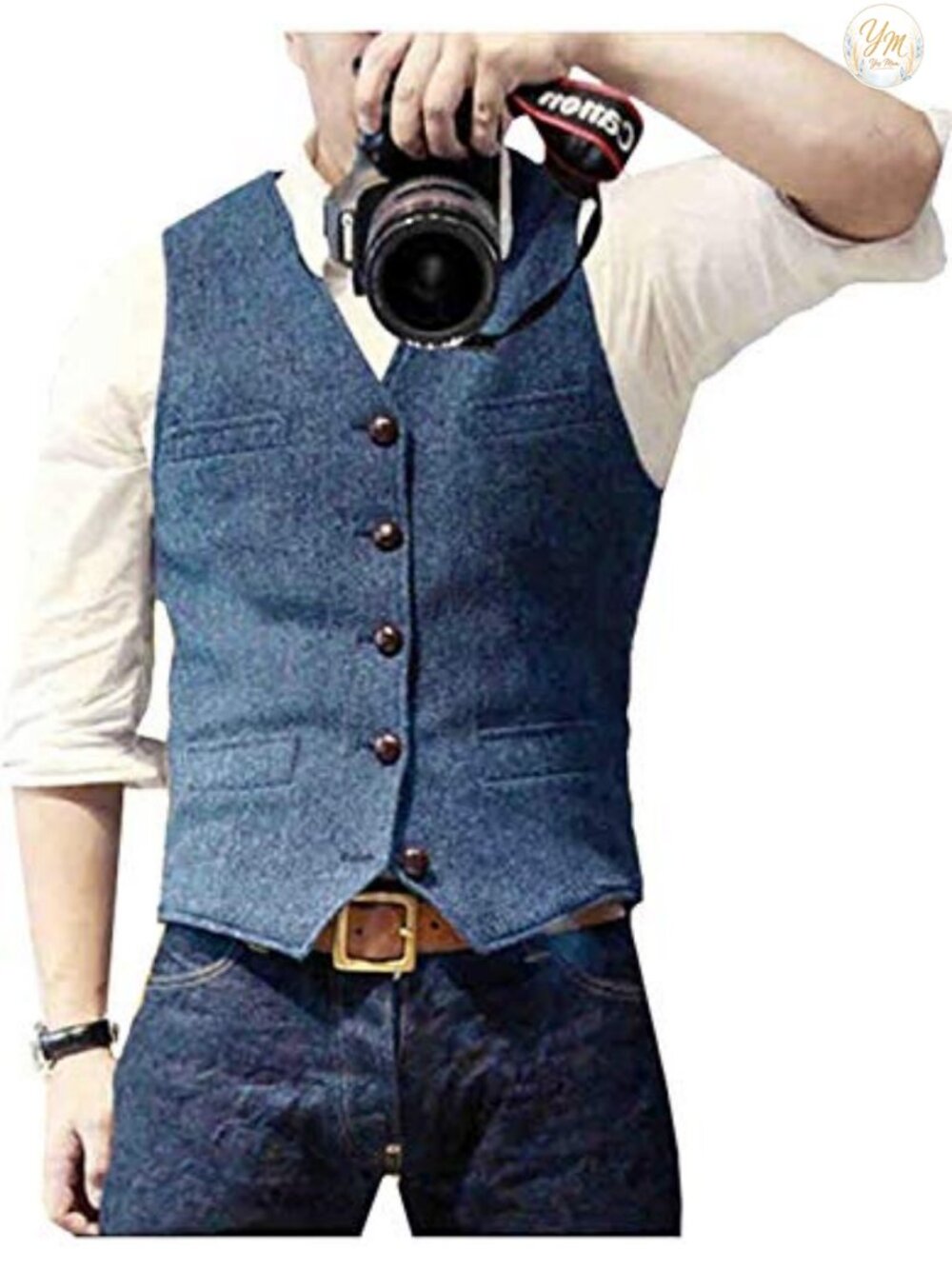 Mens Tweed Herringbone Suit Vest Retro V-Neck Slim Fit Waistcoat for Prom